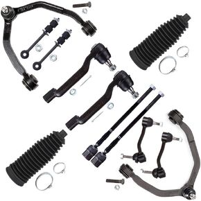 SCITOO 12-PC SET Suspension Kit For 1993-1997 For Ford Thunderbird 1993-1997 For Mercury Cougar Front Upper Control Arm And Ball Joint Inner Outer Tie Rod End Sway Bar End Link Steering Boot