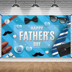 KatchOn, XtraLarge Happy Fathers Day Banner - 72x44 Inch | Blue Fathers Day Banners | Happy Fathers Day Decorations | Fathers Day Party Decor | Fathers Day Backdrops for Photography | Fathers Day Sign