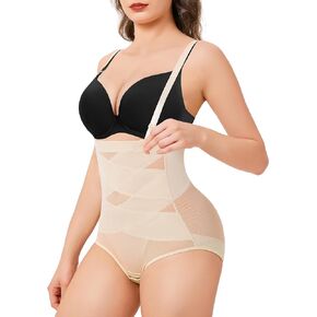 Womens Shapewear Tummy Control High Waisted Slimming Underwear Body Shaper Adjustable with Shoulder Belt
