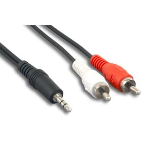 3.5mm to RCA X 2 Stereo M/6", 28AWG Composite Video Cable, Black (ZCUAFLMM-6IN)