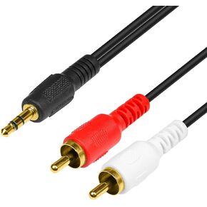 C&E 3.5mm Stereo Male to Dual RCA Male (Right and Left) Audio Cable, 6 Foot