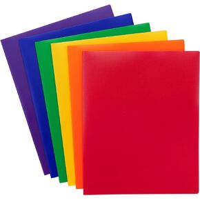 Smead Poly Two-Pocket Folder, Letter Size, Assorted Primary Colors, 6 per Pack (87760)