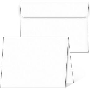 Blank Cards and Envelopes 5x7, 25 Pack White Invitation Cardstock with 25 Pack Envelopes, Self-Seal Thank you Blank Greeting Cards and Envelopes, Print custom, for All Occasions DIY