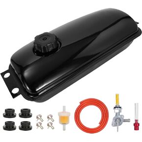 Fuel Tank, Gas Tank with Cap Petcock Vent for Kandi Roketa 150cc Go Kart 150cc 250cc Hammerhead TrailMaster GTS KT Rave SS150 SS250 Kandi KD 150FS 150GKA-2 150GKM-2 Targa 200