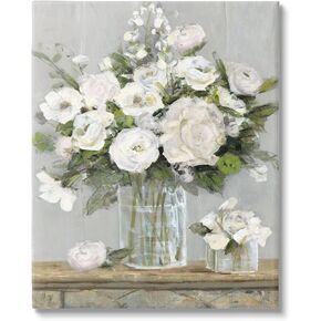 Stupell Industries Country White Floral Scene Canvas Wall Art, Design by Sally Swatland