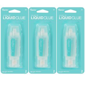 Darice Liquid Glue 3 Pack - 1 Oz Adhesive Glue for Scrapbooking Photo Mounting - Crafting Glue with Dual Tip Dispenser for Precise to Full Coverage - Dries Clear