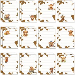 Janlaugh 24 Pads 1440 Sheets Highland Cow Sticky Notes Sticky Memo Pads Self Stick Cute Cow Office Supplies Cow Party Favors Adhesive Notepad for Journal Gift 3 x 4 in(Multicolor, 24 Pads)