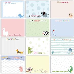 12 Pads Cute Animal Pun Sticky Note Pads Inspirational Funny Sticky Notes 600 Sheets 3 x 4 Inch Motivational Memo Notepads Self Stick Cute Post Notes Positive Appreciation Gifts for Teacher
