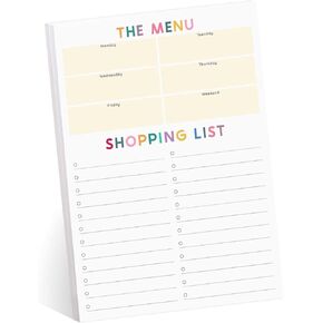 Colorful Meal Planner Sticky Note Pad / 50 Sheets / 8" x 11.5" Grocery List Sticky Notes/Weekly Menu and Shopping List/Made in The USA