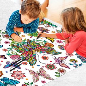 ZJDHPTY Butterfly Coloring Tablecloth Butterfly Party Activity Paper Coloring Poster Kids Party Favor (1, Butterfly, 31.4 x 43.3 Inch)