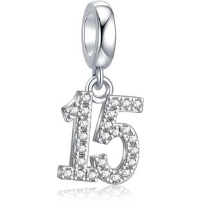 16 18 21 30 40 50 60 Birthday Number Charms 925 Sterling Silver Lucky Celebration Number Charms Fits Pandora European Bracelet in Kuwait