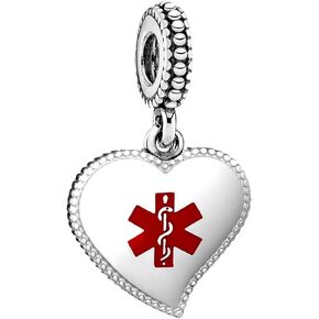 Medical Alert ID Engraved Dangle Charm for Pandora Bracelet First Aid