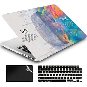 Compatible with MacBook Air 13 Inch Case 2017 2016 2015 2014 2013 2012 2011 2010 Release A1466/A1369, Plastic Hard Shell Case + Keyboard Cover + Screen Protector - Left Right Brain 5