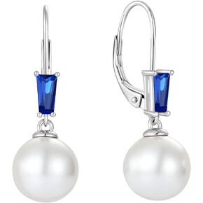 Pearl Earrings for women 925 Sterling Silver Leverback Earrings Birthstone Jewelry Gifts Pearl Drop Earrings with 10mm Mother of pearl