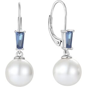 Pearl Earrings for women 925 Sterling Silver Leverback Earrings Birthstone Jewelry Gifts Pearl Drop Earrings with 10mm Mother of pearl