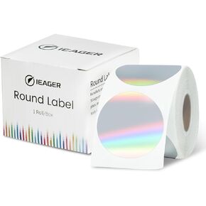 Holographic Circle Thermal Label Stickers 2 Inch Round Printable Sticker Labels, Self-Adhesive Thermal Labels Roll for Decor, Home Storage, Thanks Card, Gift Box, Custom Logo Design-400 Labels