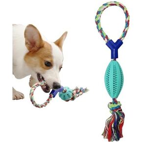 Rubber Ball Dog Toys for Interactive Treat with Tough Twisted Dispensing Enrichment for Boredom and Brain Stimulating Game,Convex Design Tug of War for Medium Dog (Not for aggressive chewers)
