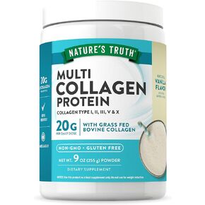 Nature's Truth Multi Collagen Protein Powder | 9 oz | Grass Fed Collagen Peptides Type I, II, III, V & X | Non-GMO & Gluten Free Supplement | Natural Vanilla Flavor