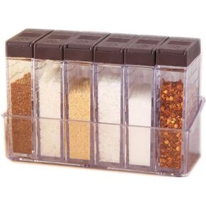 6 Case Spice Shaker Jars, Salt Spices Condiment Container Case Seasoning Shaker Box Condiment Set, Transparent Condiment Jar Storage Container Storage Bottle Box Set