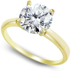 B. BRILLIANT Sterling Silver 3ct Round-Cut Solitaire Cubic Zirconia Engagement CZ Bridal Ring
