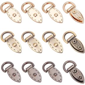 WADORN 12Pcs Metal Bag Side Clip Buckle, 3 Colors Purse Suspension Clasp Hardware Leaf Shape Handbag Chain Strap Connector Alloy D Ring Screwback Lanyard Clasps DIY Shoulder Bag Repair Accessories