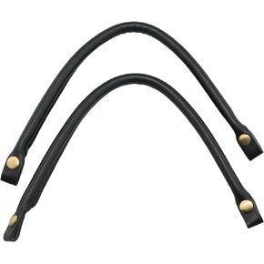 2PCS PU Stitching Circular Hand Carry Strap 40cm Long Leather Bag Handle Replacement PU Handle Strap with Buckle for Handbags Tote Bags DIY Accessories Black