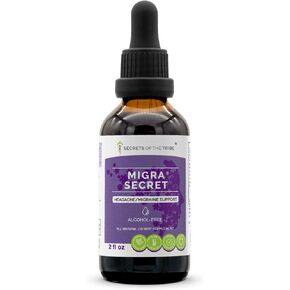 Migra Secret Alcohol-Free, Glycerite Feverfew, Ginger, Periwinkle, Ginkgo, Peppermint. Tincture, Herbal Extract Headache/Migraine Support 4 OZ