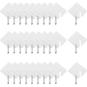 30PCS White Rack Key Tags Slotted Plastic Hanging Tags with Metal Snap Hooks