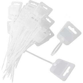 50PCS Label Tag CableTie Cable Marking Label Self Locking Wire Zip Tie White Nylon Marker Cable Tie 5x200MM with Hole for Shipping Label Valve Label Sorting Label and Price Tag