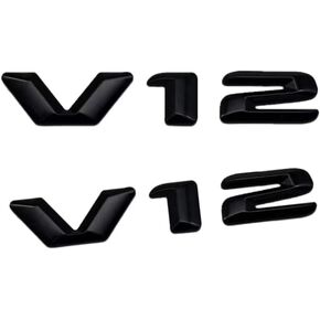 2X V12 Letters Emblem Car Side Fender Rear Trunk Emblem Badge Tailgate Sticker Decals(Silver)