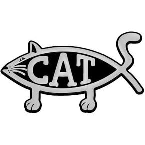 Cat Fish Plastic Auto Emblem - [Silver][5 1/4'' x 3 1/2'']