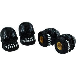 Valve Stem Caps Skull Bike Tire Air Rim Covers for Most Vehicles Bicycles Motorcycles 4pcs, Red