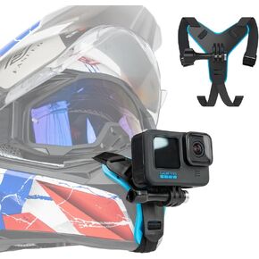 SUREWO Helmet Chin Mount, Motorcycle Dirt Bike Bicycle Strap Holder Clamp Mounts Compatible with GoPro Hero 12,11,10, 9, 8, 7, (2018), 6 5,DJI Osmo Action 2,3,4, AKASO, SJCAM and Most Action Cameras