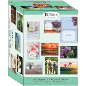 48 All Occasion Religious Greeting Cards Value Pack 1,King James Version Scriptures,Faith Based Greeting Cards,Assorted Designs including Religious Birthday, Thinking of You Cards