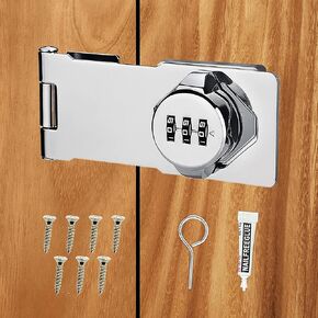 Household Cabinet Password Locks Cabinet Door Keyless Combination Lock 3 Digit Password Rotary Privacy Hasp Latch Lock for Barn Door, Mailbox, Office File Cabinet（Black）