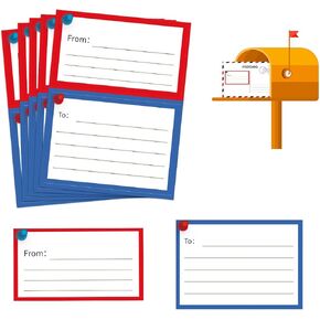 من ملصقات بريدية لعنوان الإرجاع، 100 ملصق شحن بريدي فارغ مضمون بالبريد مقاس 3.5 × 4.5 بوصة كتابة يدوية ذاتية اللصق من/إلى بطاقات الهدايا لحزمة المنزل المدرسي (دبوس أحمر أزرق) in Kuwait