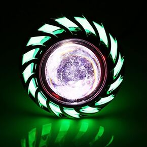 Motorcycle Angel Eye Lights, Keenso Hi/Low Beam LED Projector Headlight Dual Lens Angel Devil Eye Spot Lights (Green )