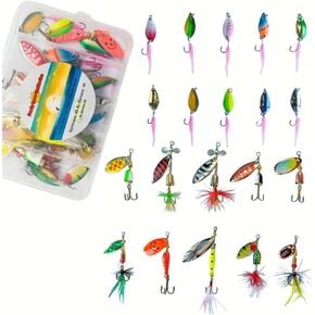 Aboda Rooster Tail Fishing Lures Spinner Baits Bass Trout Lures Fishing Spoons Blade Baits Fishing Lure Kit Salmon Pike Walleye Crappie Trout Fishing Lures Bass Fishing Gifts for Men