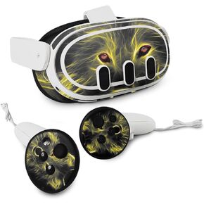 MightySkins Skin Compatible with Meta Quest 3 - Neon Wolf | Protective, Durable, and Unique Vinyl Decal wrap Cover | Easy to Apply, Remove, and Change Styles | Made in The USA