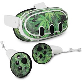 MightySkins Glossy Glitter Skin Compatible with Meta Quest 3 - Weed | Protective, Durable High-Gloss Glitter Finish | Easy to Apply, Remove, and Change Styles