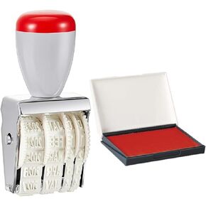1.25" Rubber Stamp Line Dater, Date Stamp, Office Stamp, Rotating Stamp 0.16" (4mm) with Felt Pad Red Color