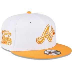 عصر جديد اتلانتا الشجعان 9FIFTY كوبرستاون 2000 كل النجوم لعبة التصحيح Snapback قبعة البوب ​​البرتقالية، قبعة قابلة للتعديل in Saudi Arabia