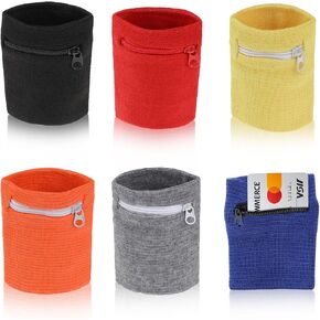 6PCS Wrist Wallet, Small Wristlet Wallets, Portable Running Pouch Ankle Wallet with Zipper, Wrist Sweat Bands Wrist Bag for Running Hiking Workout, Hidden Pockets for Cash Cards Small Essentials in Saudi Arabia