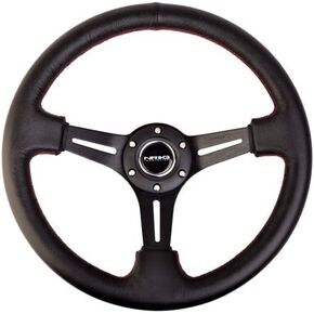 NRG ST-018R 350mm Sport Steering Wheel 3" Deep Black Leather