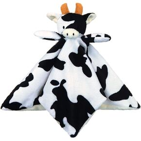 Baby Cow Soft Stuffed Animal Security Blanket, Plush Cow Character Lovey Blanket, Baby Shower/Nursery Gift, Newborn Infant Toddler Snuggle Blankie for Boys Girls, Pink Horns, 13 Inches
