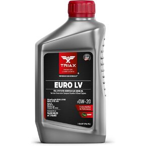TRIAX Euro LV 0W-20 Full Syn PAO Esters Engine Oil Compatible with BMW LL-12+, LL-17+, MB 229.71, VW 508.00/509.00 (1 Quart)