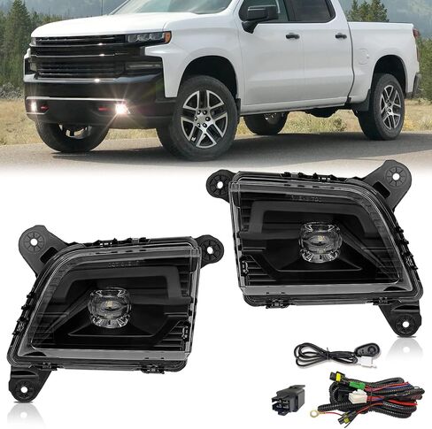 LED Fog Lights Compatible with 2019-2022 Chevy Silverado 1500 2500HD 3500HD, A Pair Of Fog Lights With Daytime Running Lights and Turn Signal Lights in Kuwait