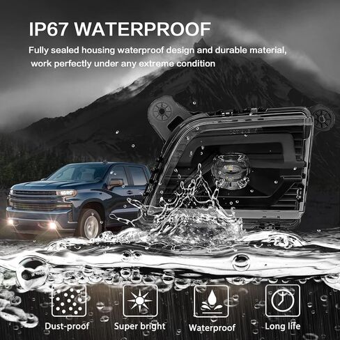 LED Fog Lights Compatible with 2019-2022 Chevy Silverado 1500 2500HD 3500HD, A Pair Of Fog Lights With Daytime Running Lights and Turn Signal Lights in Kuwait