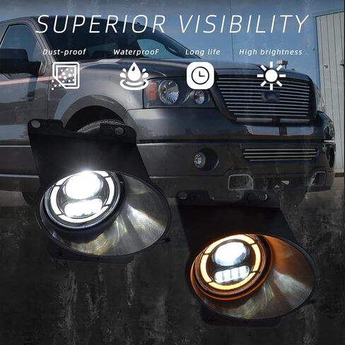 LED مع مصابيح الضباب DRL متوافقة مع [2006 2007 2008] Ford F-150/ [2006 2007 2008 2010] زوج مصابيح الضباب للقيادة لينكولن مارك LT (LED) in Kuwait