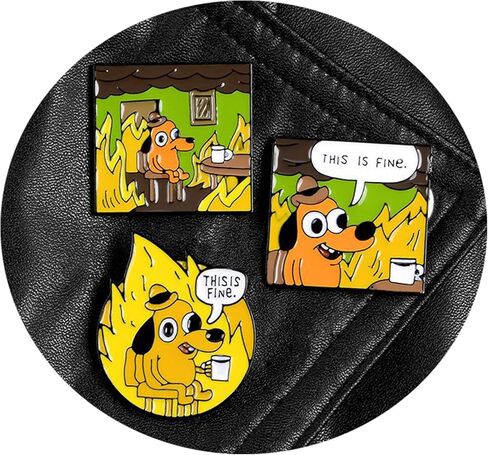 Social Battery Pin 2.0-2023 NEW funny pins,enamel pins, Mood Expressing Pin For Introverts ， Perfect for 7 Days a Week！ (3PCS-THiS IS FIne) in Saudi Arabia